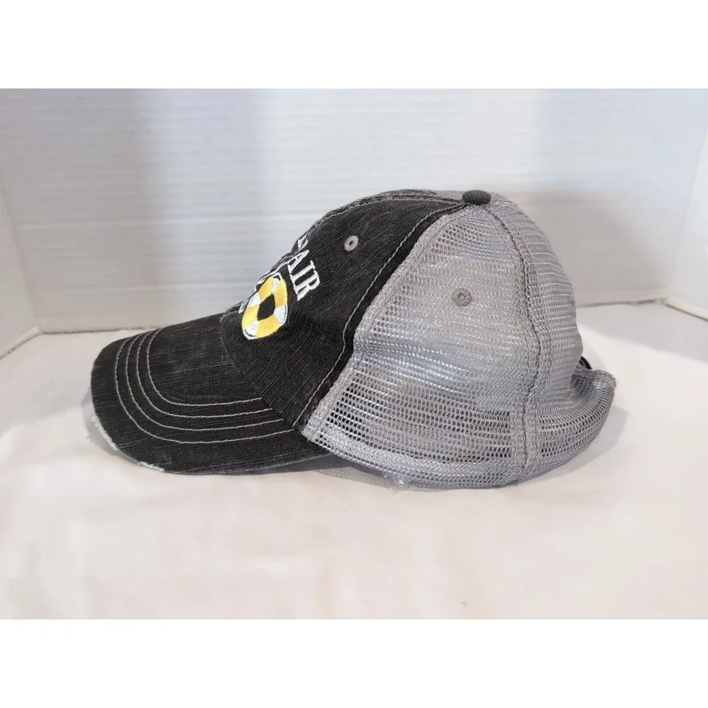 WOMEN'S RIVER HAIR DON'T CARE BLACK/GRAY TRUCKER HAT ADJUSTABLE STRAPBACK NWOT